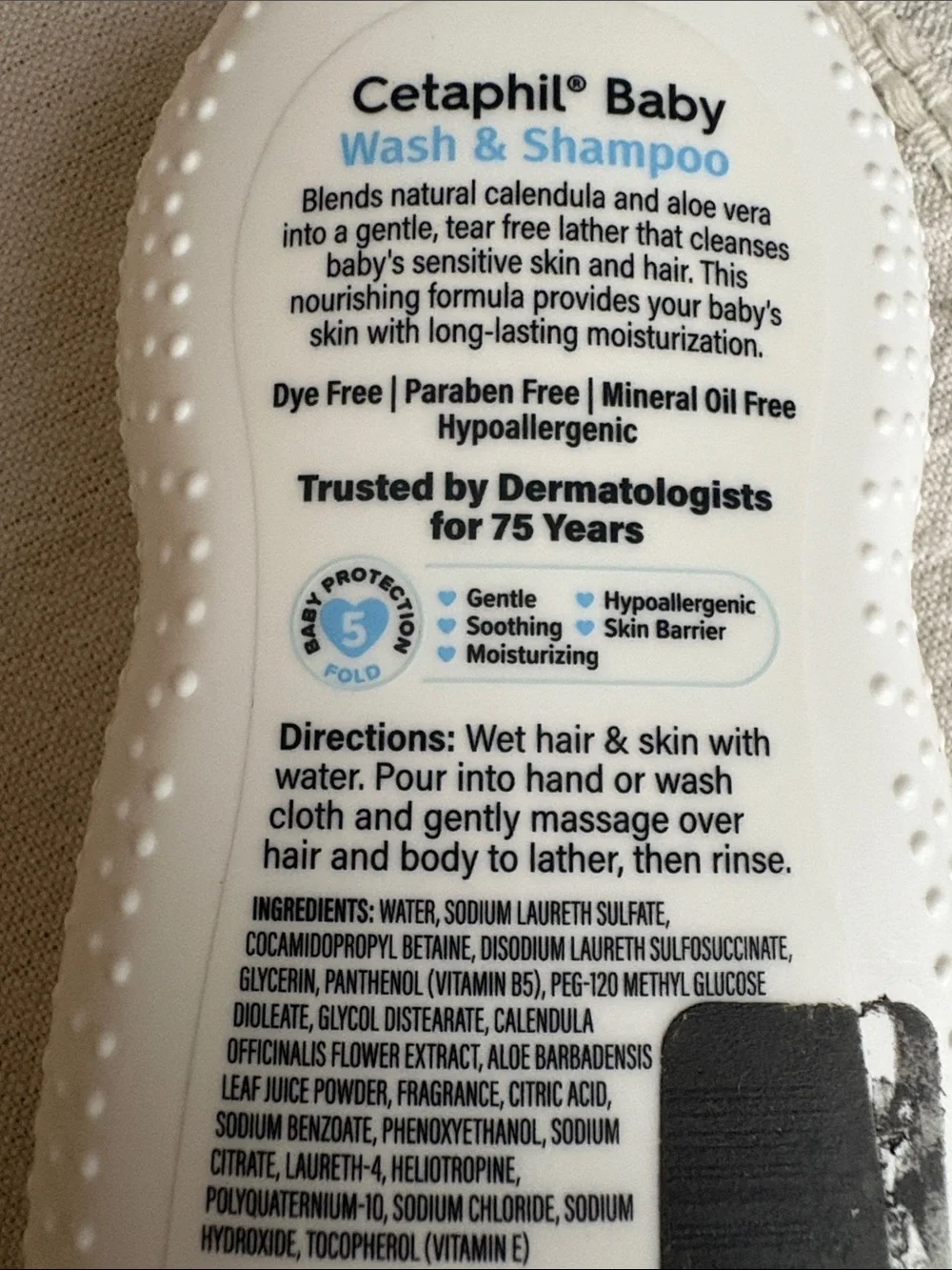 Cetaphil Baby Wash & Shampoo tear free for sensitive skin 7.8 Fl Oz.